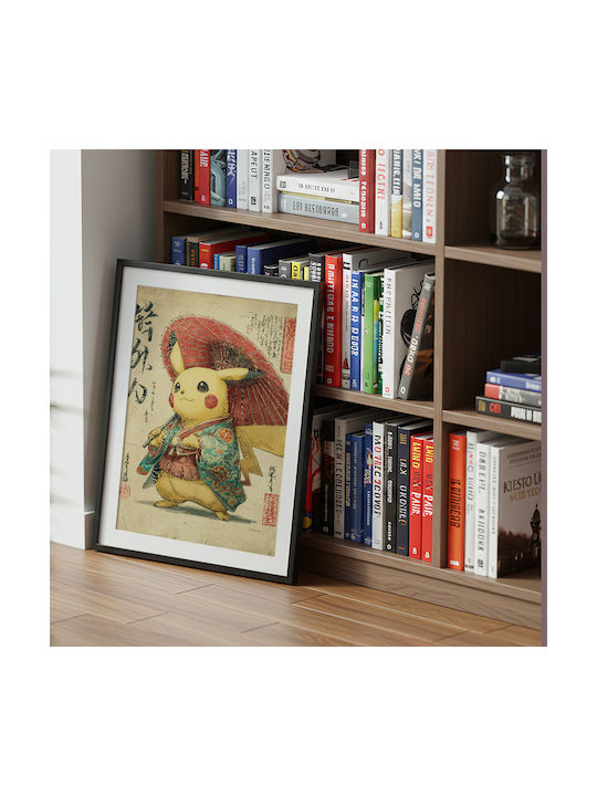 Poster Pokemon Pikachu Ukiyo An174 40cm X 50cm Premium Μαύρο Ξύλινο Κάδρο-70980pd154157f55323