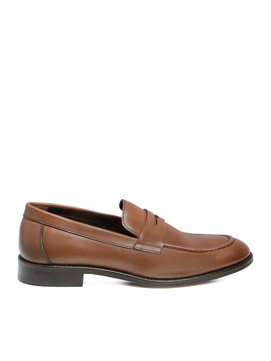 Leather Men's Moccasins In Tabac Brown Colour
