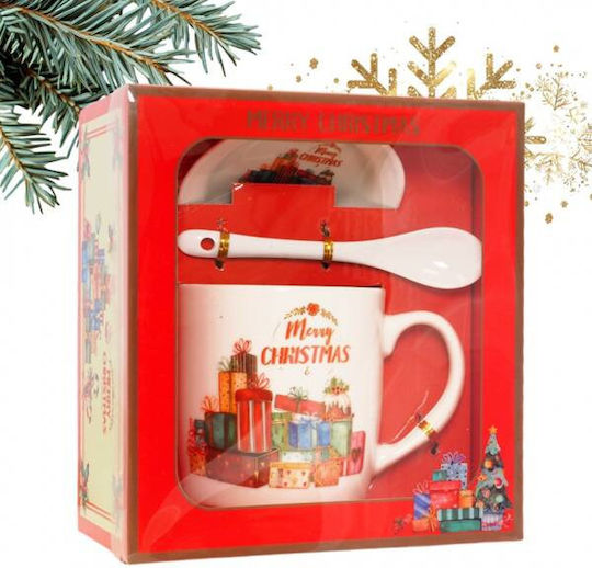 ecarla Weihnachtlicher Becher aus Porzellan Braun 400ml