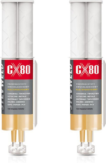 Cx80 Silv Weld Clear Universal Epoxy Adhesive Metal Glass 24ml X2