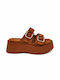 Summer Women's Platform Shoes in Brown Slipper Style
