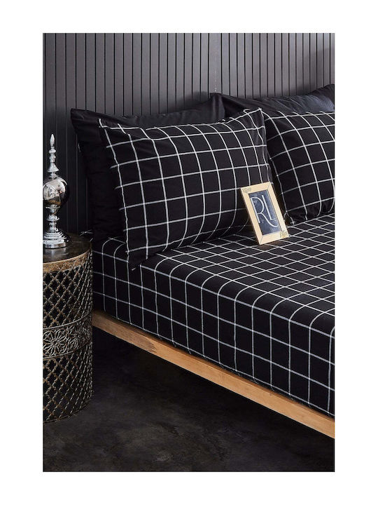 SteweHome Single Bed Sheets Set With Rubber Hugger 100x200cm Black 3 Pieces