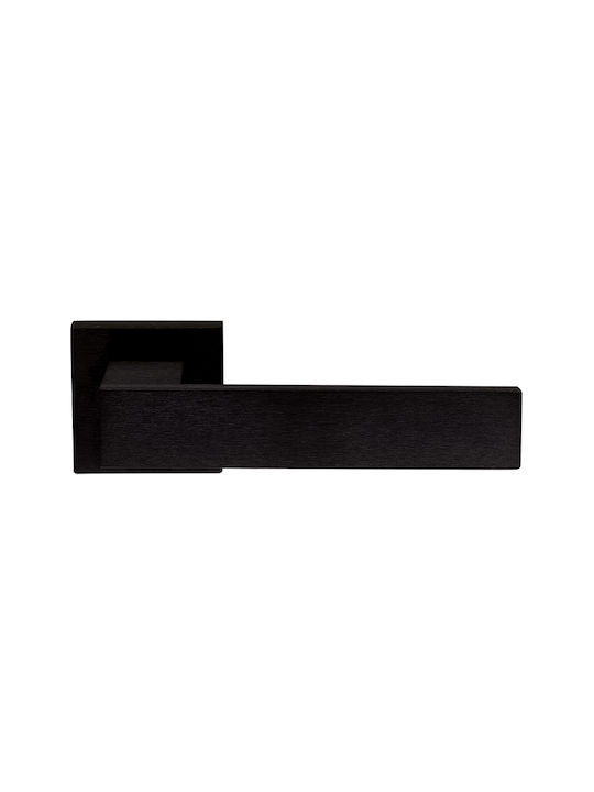 Zogometal Middle Door Lever With Rosette Pair With Mouthpiece Black