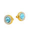 Puppis Earrings Studs Steel Gold Plated with Stones Light Blue