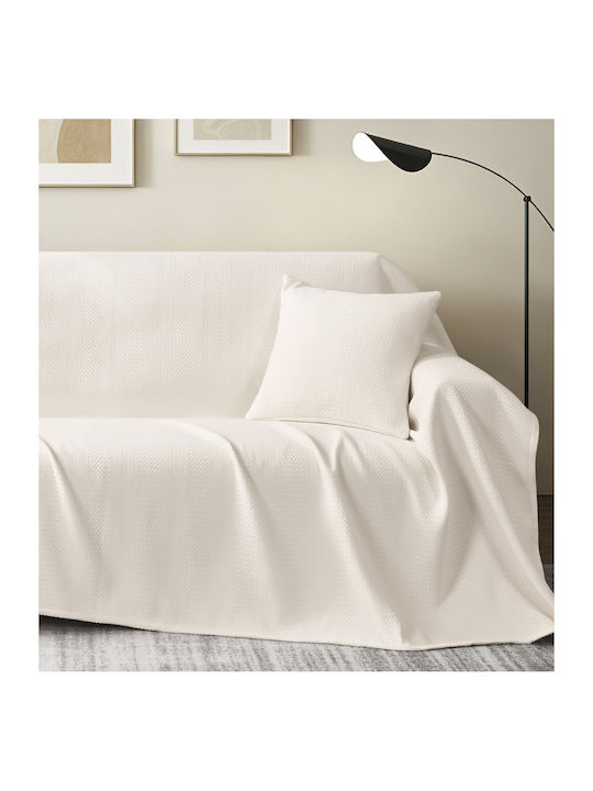 Liolios Home Ριχτάρι Τριθέσιου Καναπέ Chenille 180x300εκ. Off White