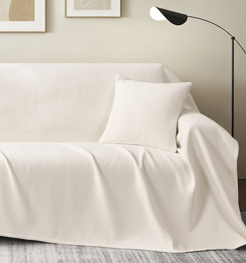 Liolios Home Three-Seater Sofa Throw P180xW300cm Off White Liolios Home Three-Seater Sofa Throw P180xW300cm Off White