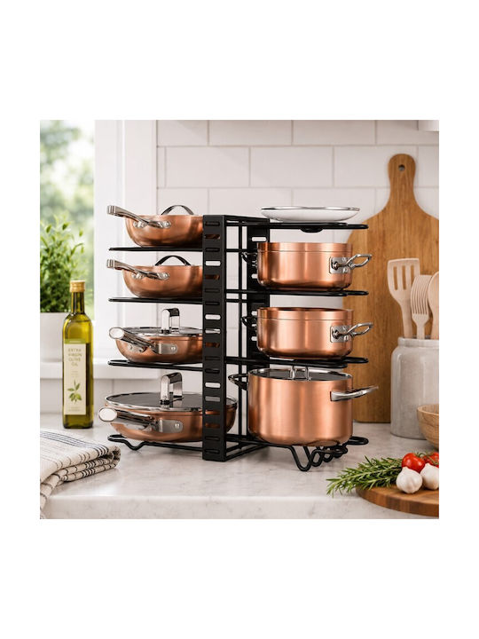 ForHome Βάση για Κατσαρόλες & Τηγάνια Μεταλλική 48x20.5x38εκ. Μαύρη