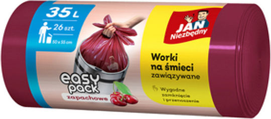 Jan Niezbędny Aromatic Trash Bags for Garden Capacity 35lt with Handles 26pcs Transparent