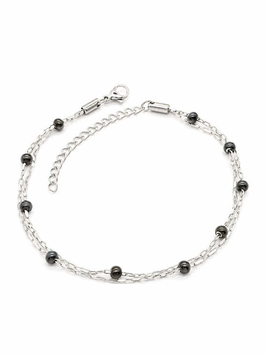 Charmy Anklet Stainless Steel Black 22cm