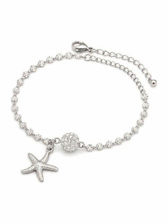 Charmy Anklet from Stainless Steel with Zircon 22cm