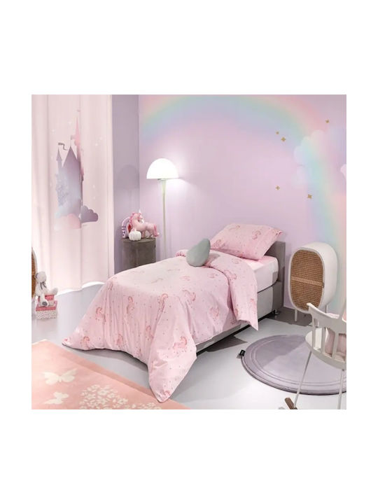 Saint Clair Σετ Σεντόνια Μονά με Λάστιχο Βαμβακερά Pinto Pinky 165x250cm 3τμχ