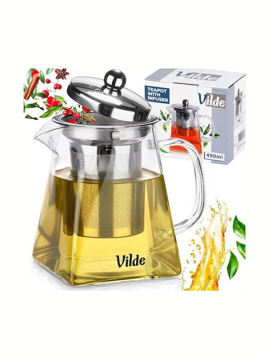 Vilde Teapot with Filter Glass Transparent 490ml