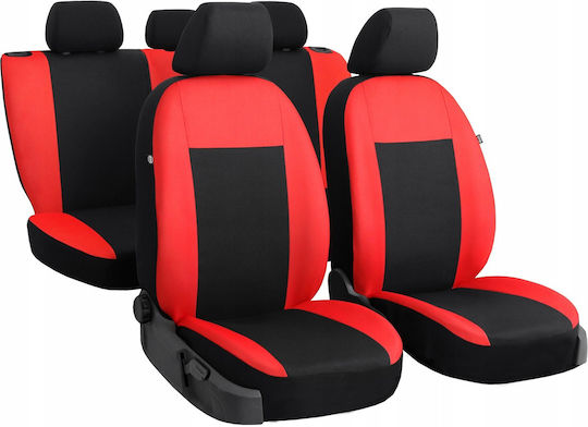 Car Seat Covers 5 Seats Drive Premium Fabric Red Black