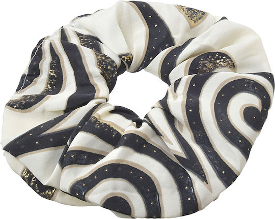 Ble Γυναικείο Scrunchie Εκρού Χρυσές Λεπτομέρειες Multicolor