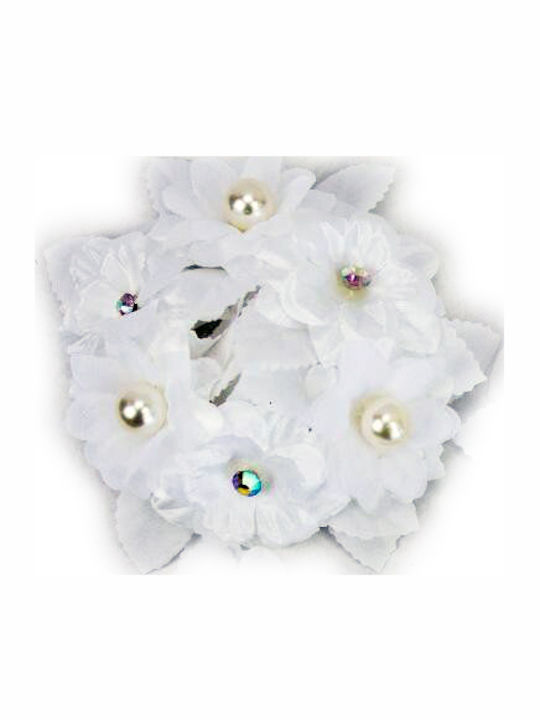 Ornament Decorativ Lumânare Flori Albe 14cm