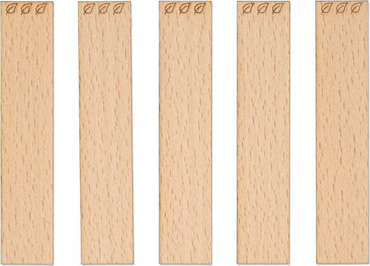 Wooden Wicks Engraving Leaves 100x20x1 Mm 5 Pieces