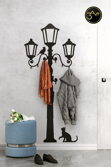 SteweHome Metal Wall Hanger 6 Hooks Black 80x180cm