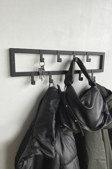 SteweHome Cremastă de Perete Metalică cu 9 Compartimente Neagră 60x10x10cm SteweHome Cremastă de Perete Metalică cu 9 Compartimente Neagră 60x10x10cm