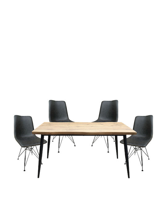 Esszimmermöbel-Set Amadora Mit 4 Stühlen 160x80cm