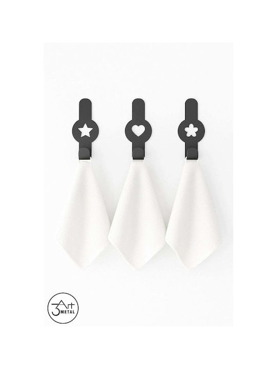 SteweHome Double Bathroom Hook with Sticker Black