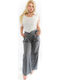 Women's High Rise Fabric Trousers Black