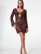 Decoro Damenbademode Mini Kleid Braun Dunkel