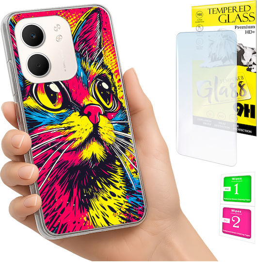 Case Oppo A5x Photo Case Back Cover Cat + 9h Glass