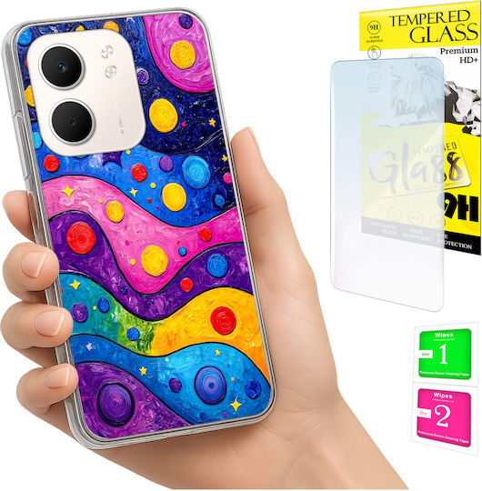 Husă Telefon Oppo A5x Fonneo Photo Back Cover Waves Set Cu Sticlă De Protecție 9h