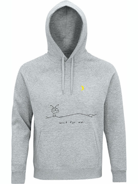 Bio-Kapuzenpulli Unisex Moby Wait Me Grau Meliert