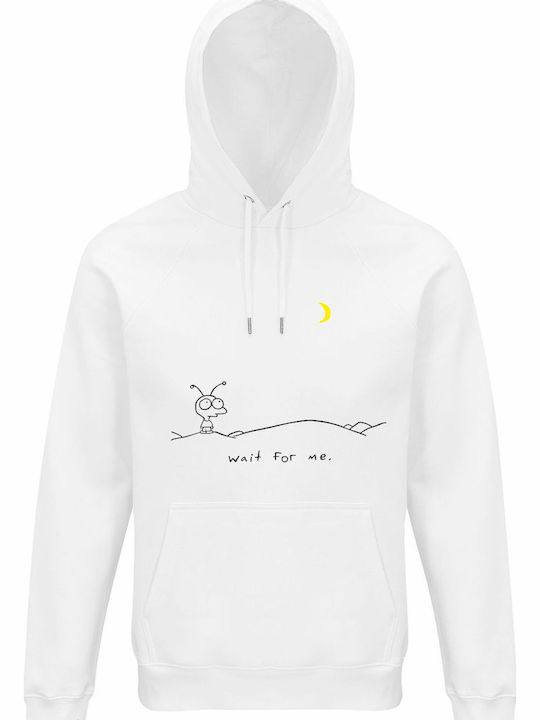 Bio-Kapuzenpulli Unisex Moby Wait Me Weiß