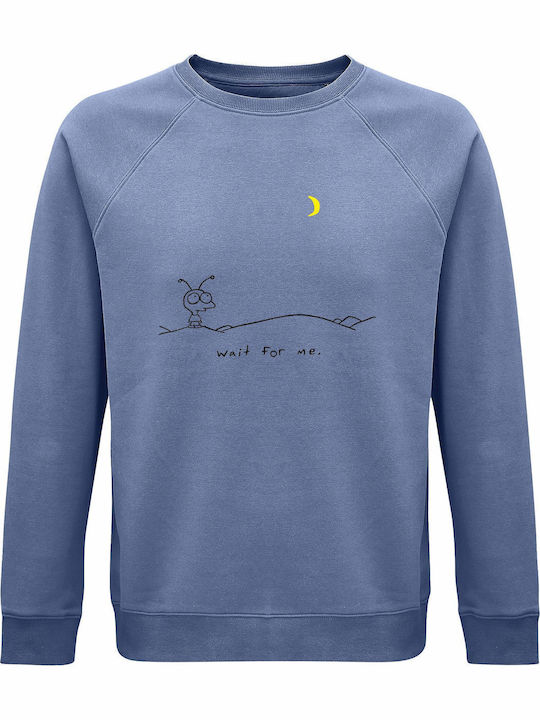 Sweatshirt Organic Unisex " Moby Wait Me " Blue