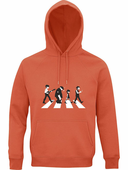 Hoodie Organic Unisex " Gorillaz On Abbey Road " Orange