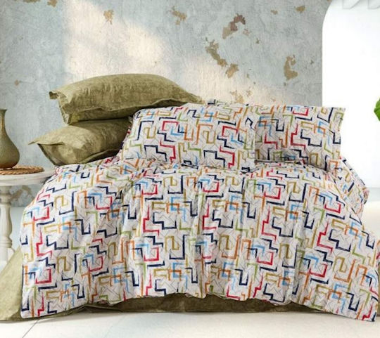 MayHome Σετ Πάπλωμα Μονό 160x240εκ. Polycotton Γεωμετρικό
