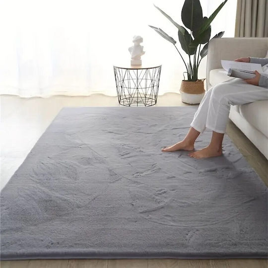 To megalo pazari Rutschfestes Rechteckiges Pelziges Grau Wohnzimmer Teppich 120x180cm