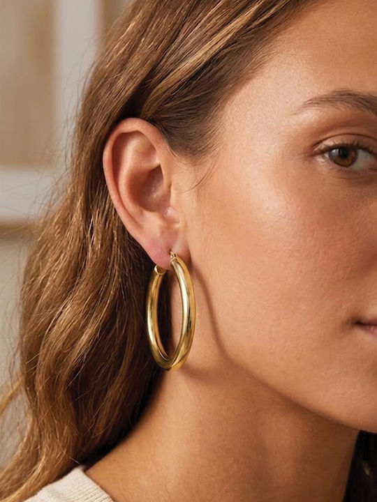 Meet Me At The Sunset Single Gold Plated Steel Hoop Earring Brown