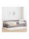 Wandbett Einzel mit Stoff Taupe mit Lattenrost & Matratze 80x200cm