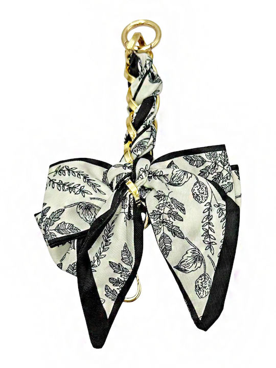 3-2620 Scarf Braided Bow Charm Savil Άσπρο Μαύρο
