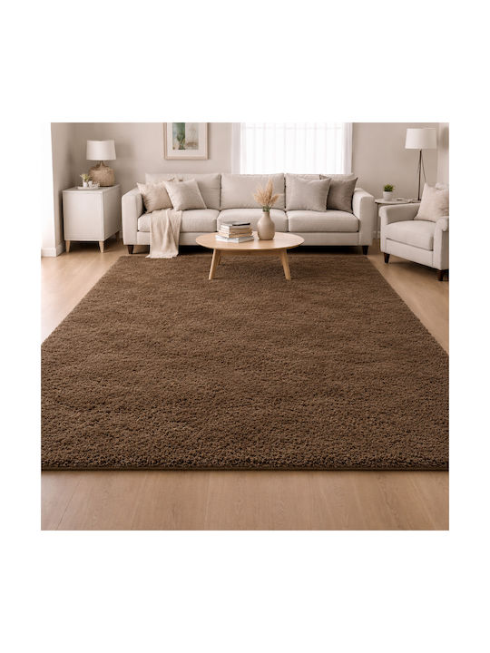 Noelia Living Room Rug Rectangular Shaggy Brown 120x170cm