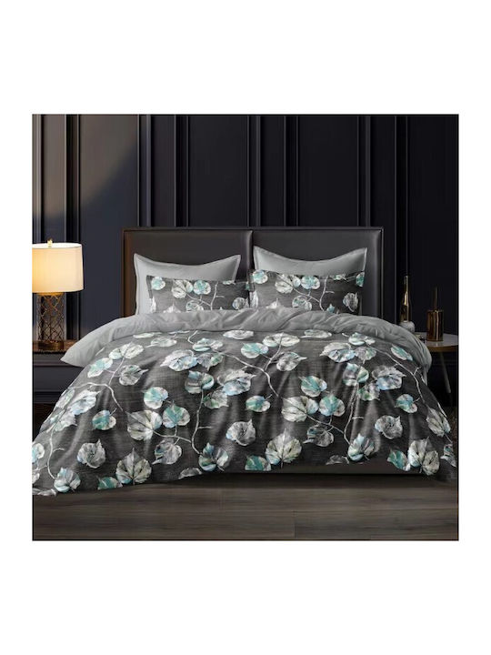 To megalo pazari Super-Double Bed Sheet Set With 2 Pillowcases With Rubber Hugger 160x240cm Anthracite 3 Pieces
