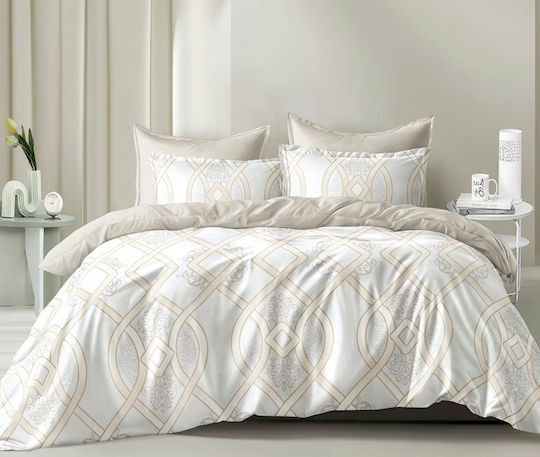 To megalo pazari Set King Size Bed Sheets With Rubber Hugger 220x240cm Ecru 4 Pieces