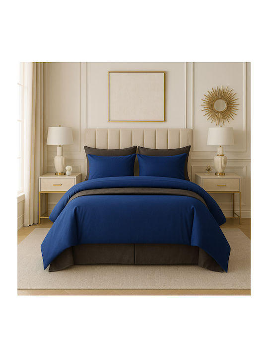 To megalo pazari Set Double Bed Sheets 240x270cm Blue-Grey 4 Pieces