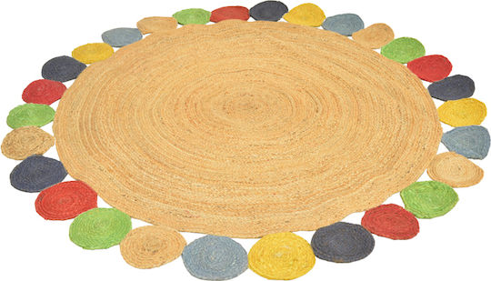 Pakketo Leldo Handmade Round Summer Jute Multicolour Rug Φ150cm
