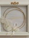 Wooden Thin White-Gold Wedding Crown Case Ceramic Roses 30x30 Cm Glass