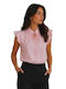 Women's Blouse with Neck Tie Pink