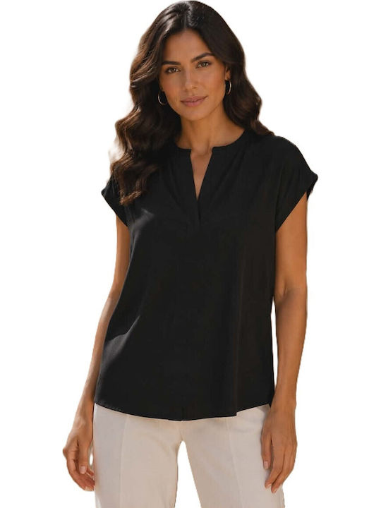 Women's Blouse with V-Neck Black