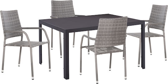 Garten- und Outdoor-Möbelsets Morner 5 Stück Grau