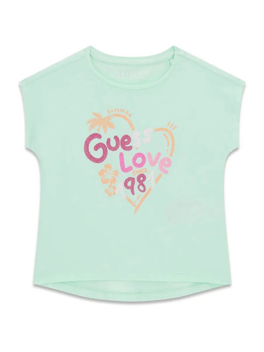 Guess Tricou Pentru Copii Lightgreen High Low