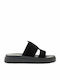 Leder Flache Damen Sandalen Anatomisch Flatforms Schwarz