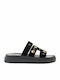 Δερμάτινα Γυναικεία Ανατομικά Σανδάλια Flatforms Μαύρα