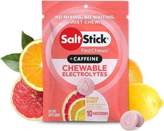SaltStick FastChews + Кофеин 100 мг Цитрус Бърст 10 таблетки